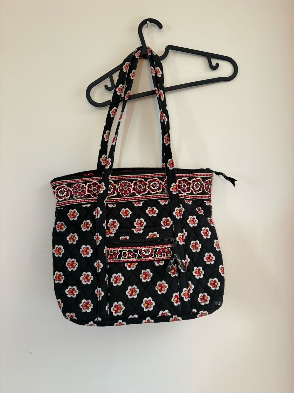 Vera Bradley Black Floral Quilted Tote Bag